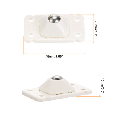 Harfington Uxcell 4Stk Selbstkleber Lagerung Rack Rad 45x28 mm ABS Gehäuse und Edelstahl Roller Wagen Rad für Schiebend Lagerbox(Weiß)