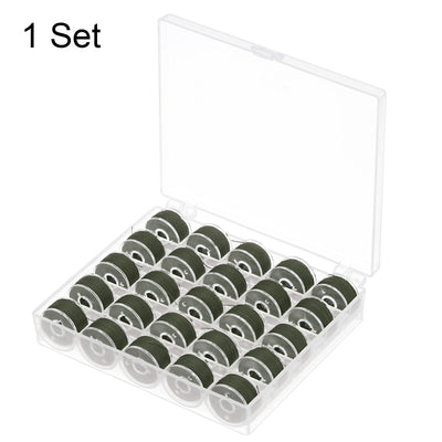 Harfington Prewound Sewing Bobbin Thread Set of 25pcs with Storage Case, Light Black