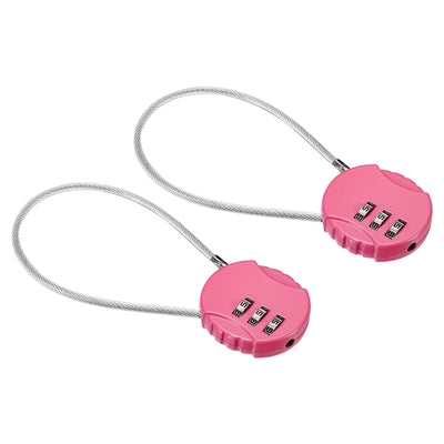 Harfington Small Combination Lock 7.8 Inch, 2 Pack 3 Digit Padlock for Gym Locker, Pink