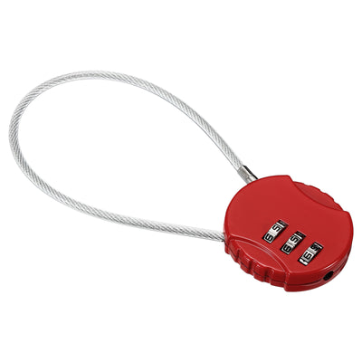 Harfington Small Combination Lock 7.8 Inch, 1 Pack 3 Digit Padlock for Gym Locker, Red