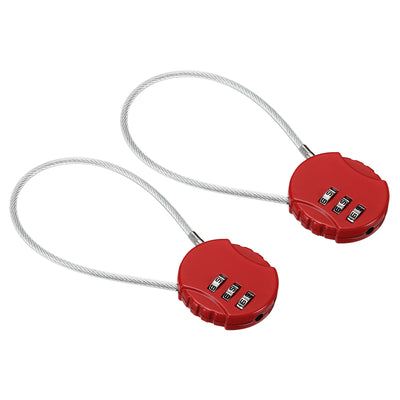 Harfington Small Combination Lock 7.8 Inch, 2 Pack 3 Digit Padlock for Gym Locker, Red