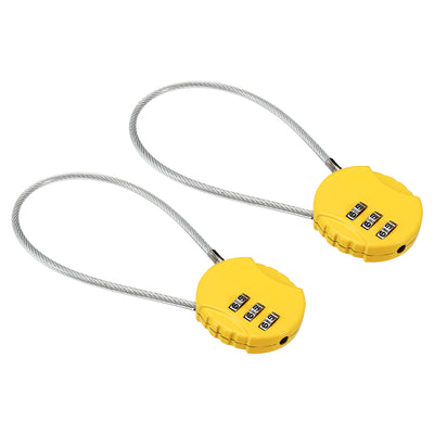 Harfington Small Combination Lock 7.8 Inch, 2 Pack 3 Digit Padlock for Gym Locker, Yellow