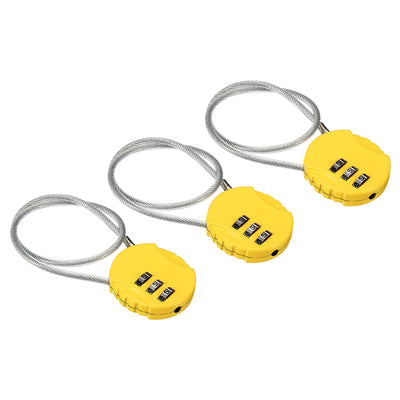 Harfington Small Combination Lock 11.8 Inch, 3 Pack 3 Digit Padlock for Gym Locker, Yellow