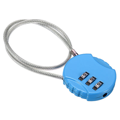 Harfington Small Combination Lock 11.8 Inch, 1 Pack 3 Digit Padlock for Locker, Light Blue