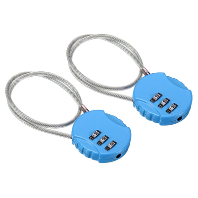 Harfington Small Combination Lock 11.8 Inch, 2 Pack 3 Digit Padlock for Locker, Light Blue