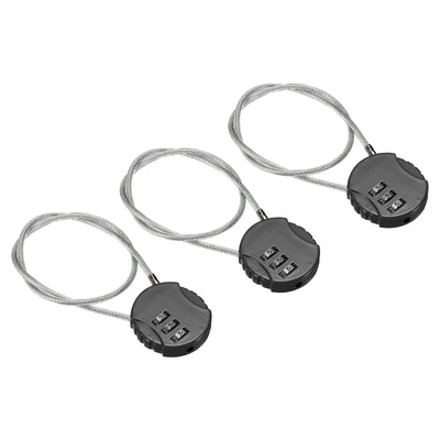 Harfington Small Combination Lock 14.9 Inch, 3 Pack 3 Digit Padlock for Gym Locker, Black
