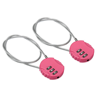 Harfington Small Combination Lock 14.9 Inch, 2 Pack 3 Digit Padlock for Gym Locker, Pink