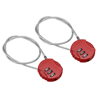 Harfington Small Combination Lock 14.9 Inch, 2 Pack 3 Digit Padlock for Gym Locker, Red