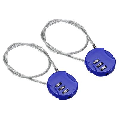 Harfington Small Combination Lock 14.9 Inch, 2 Pack 3 Digit Padlock for Gym Locker, Blue