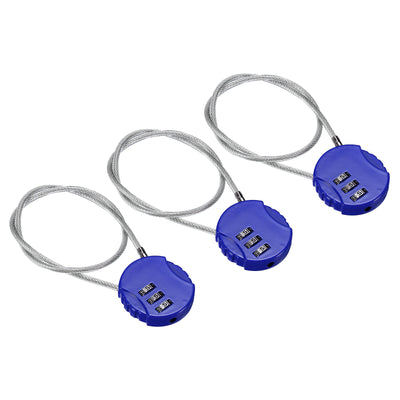 Harfington Small Combination Lock 14.9 Inch, 3 Pack 3 Digit Padlock for Gym Locker, Blue