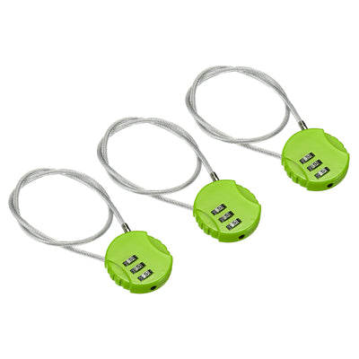 Harfington Small Combination Lock 14.9 Inch, 3 Pack 3 Digit Padlock for Gym Locker, Green