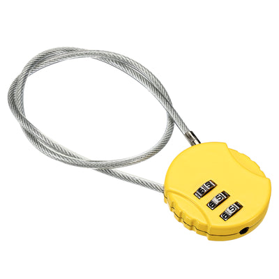 Harfington Small Combination Lock 14.9 Inch, 1 Pack 3 Digit Padlock for Gym Locker, Yellow