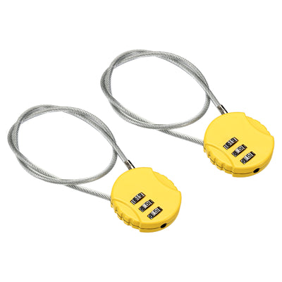 Harfington Small Combination Lock 14.9 Inch, 2 Pack 3 Digit Padlock for Gym Locker, Yellow