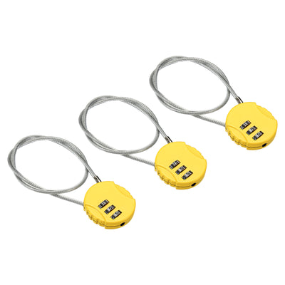 Harfington Small Combination Lock 14.9 Inch, 3 Pack 3 Digit Padlock for Gym Locker, Yellow
