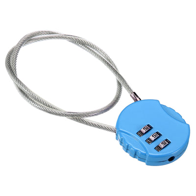 Harfington Small Combination Lock 14.9 Inch, 1 Pack 3 Digit Padlock for Locker, Light Blue
