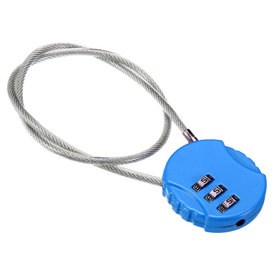 Harfington Small Combination Lock 14.9 Inch, 1 Pack 3 Digit Padlock for Locker, Bright Blue