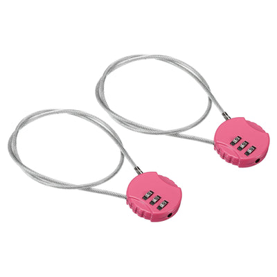 Harfington Small Combination Lock 19.6 Inch, 2 Pack 3 Digit Padlock for Gym Locker, Pink