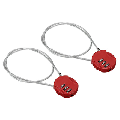 Harfington Small Combination Lock 19.6 Inch, 2 Pack 3 Digit Padlock for Gym Locker, Red