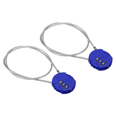 Harfington Small Combination Lock 19.6 Inch, 2 Pack 3 Digit Padlock for Gym Locker, Blue