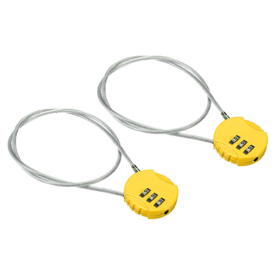 Harfington Small Combination Lock 19.6 Inch, 2 Pack 3 Digit Padlock for Gym Locker, Yellow
