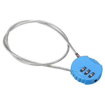 Harfington Small Combination Lock 19.6 Inch, 1 Pack 3 Digit Padlock for Locker, Light Blue
