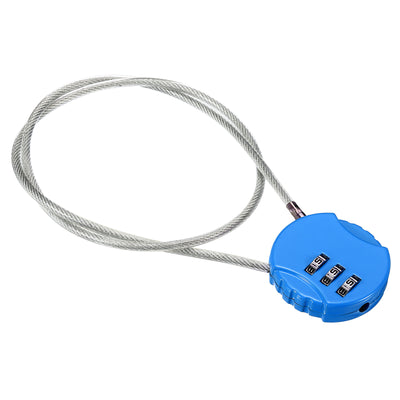 Harfington Small Combination Lock 19.6 Inch, 1 Pack 3 Digit Padlock for Locker, Bright Blue