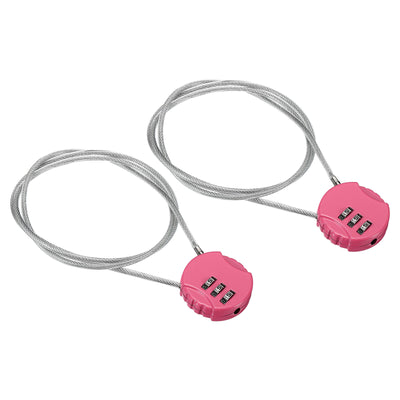 Harfington Small Combination Lock 31.4 Inch, 2 Pack 3 Digit Padlock for Gym Locker, Pink