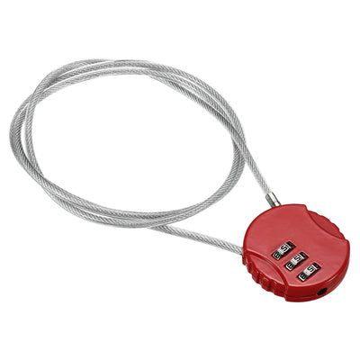 Harfington Small Combination Lock 31.4 Inch, 1 Pack 3 Digit Padlock for Gym Locker, Red