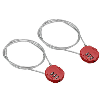 Harfington Small Combination Lock 31.4 Inch, 2 Pack 3 Digit Padlock for Gym Locker, Red