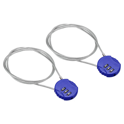 Harfington Small Combination Lock 31.4 Inch, 2 Pack 3 Digit Padlock for Gym Locker, Blue