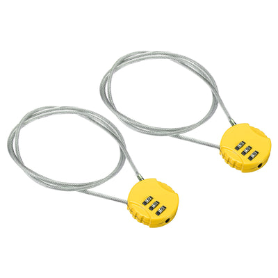 Harfington Small Combination Lock 31.4 Inch, 2 Pack 3 Digit Padlock for Gym Locker, Yellow
