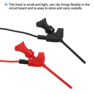 Harfington Test Hook Clips Set, 2 Pcs Mini Hook with Silicone Jumper Wire Lead for Multi-Meter, Electrical Experiment, Red Black