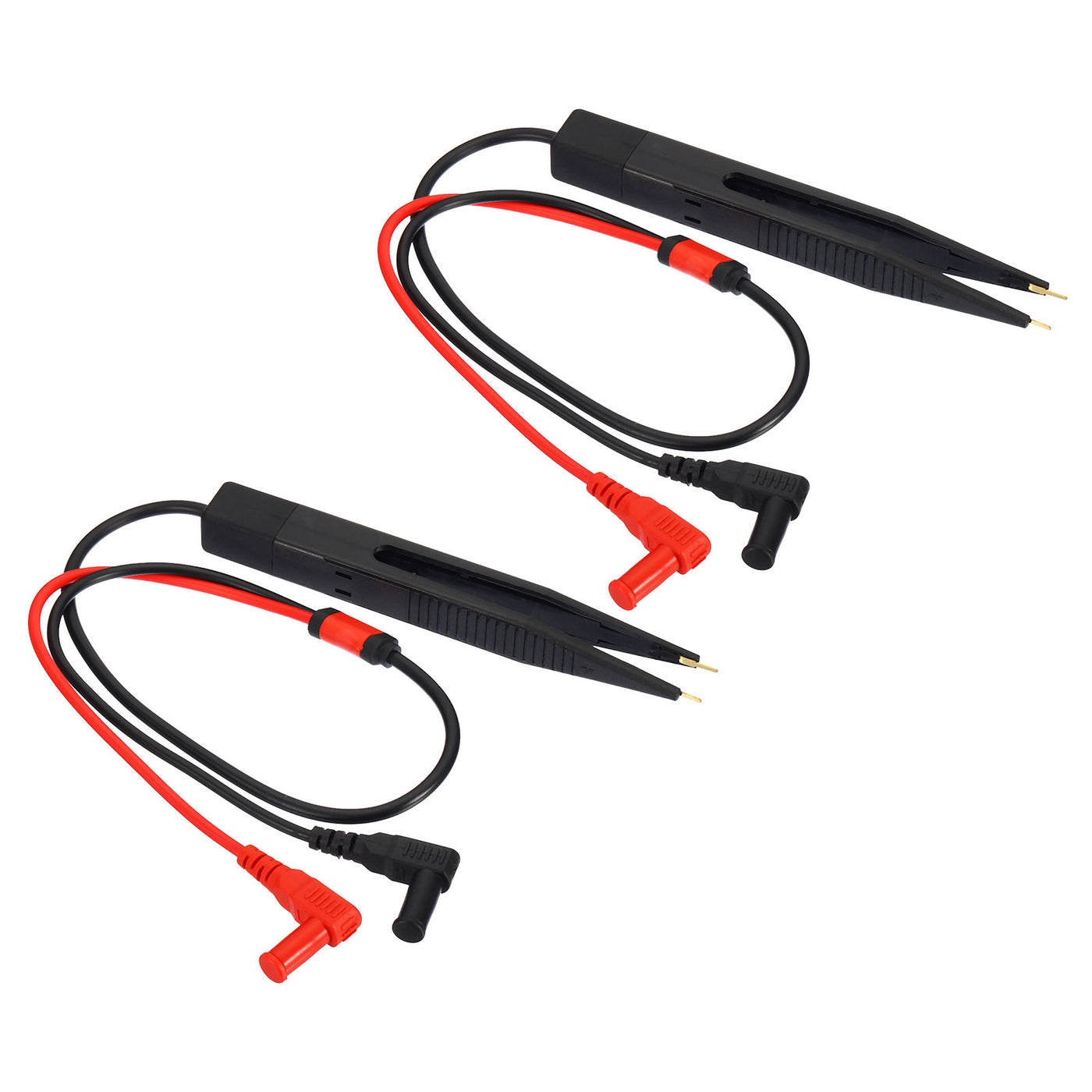 Harfington 6mm Multimeter Chip Test Clips, 2 Pcs Capacitance Pen Probe Test Lead Tweezer for Electrical Circuit Test Inductor Resistance Measurement, Black Red