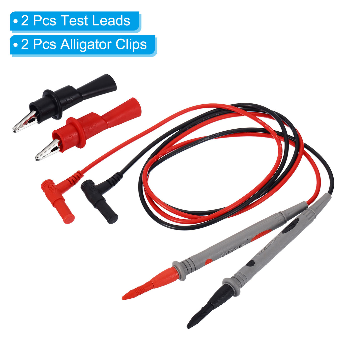 Harfington Multimeter Test Leads Set, Banana Plug 1000V 20A Sharp Pen Probe Test Cable with Alligator Clips for Electrical Circuit Test Measurement, Black Red