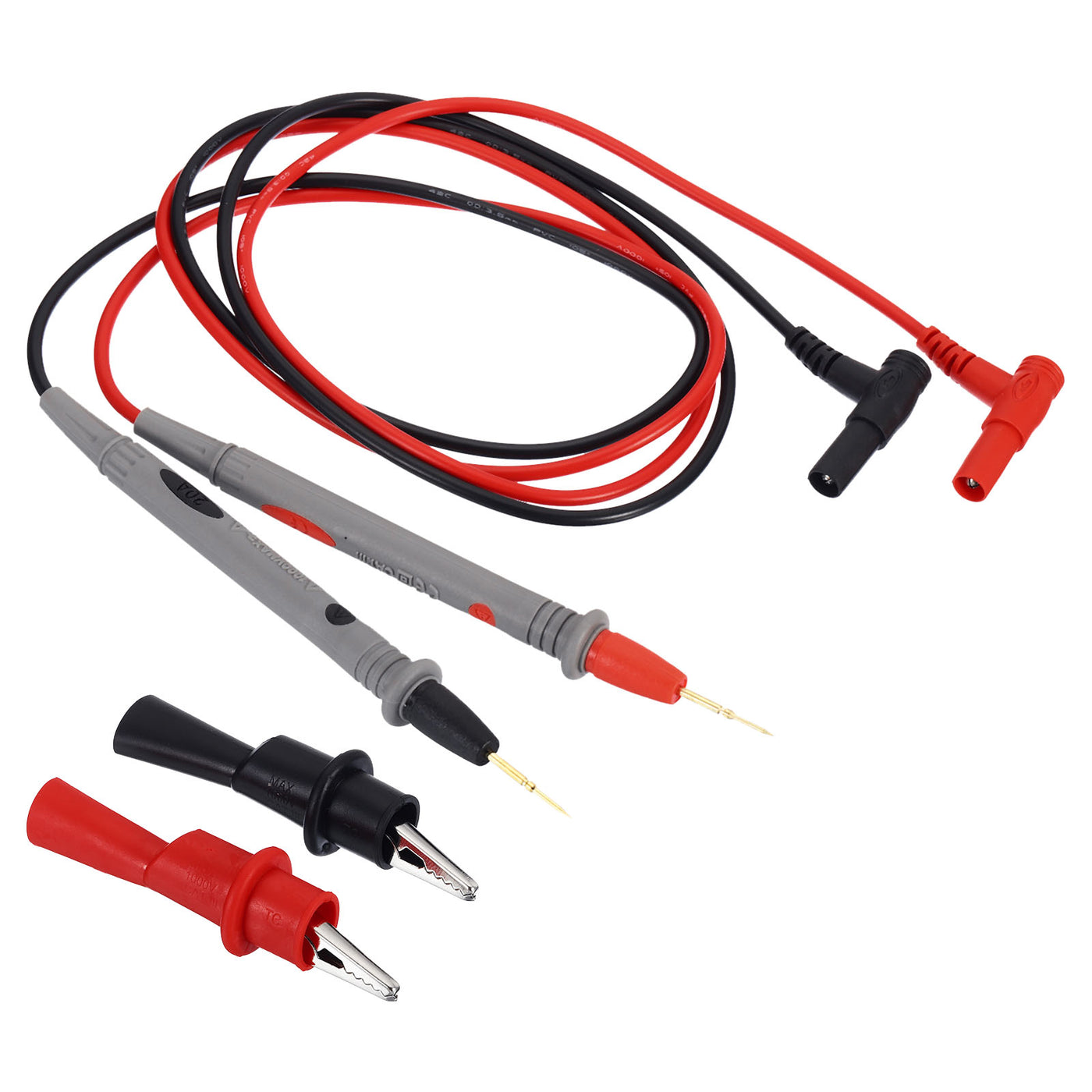 Harfington Multimeter Test Leads Set, Banana Plug 1000V 20A Sharp Pen Probe Test Cable with Alligator Clips for Electrical Circuit Test Measurement, Black Red