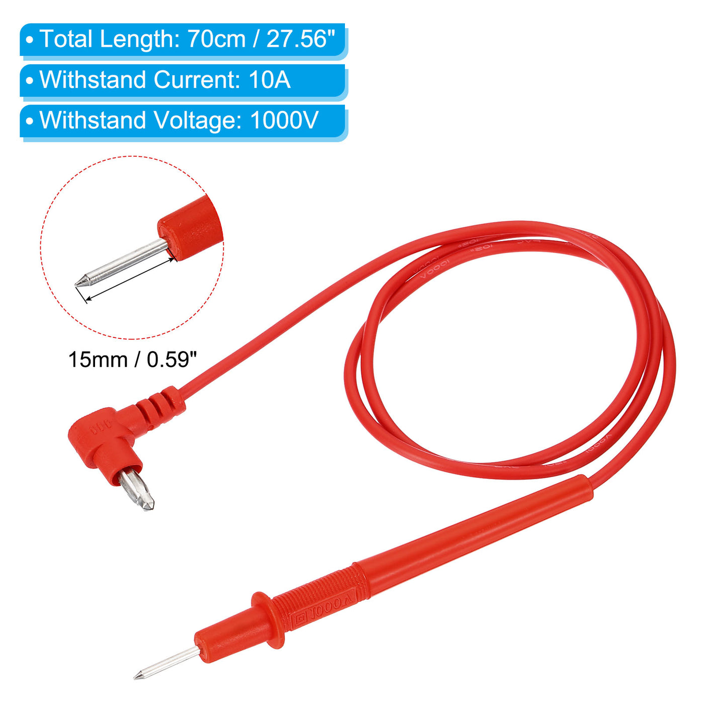 Harfington Multimeter Test Leads Set, Banana Plug 1000V 10A Test Cable with Probes for Electrical Circuit Test Measurement, Black Red