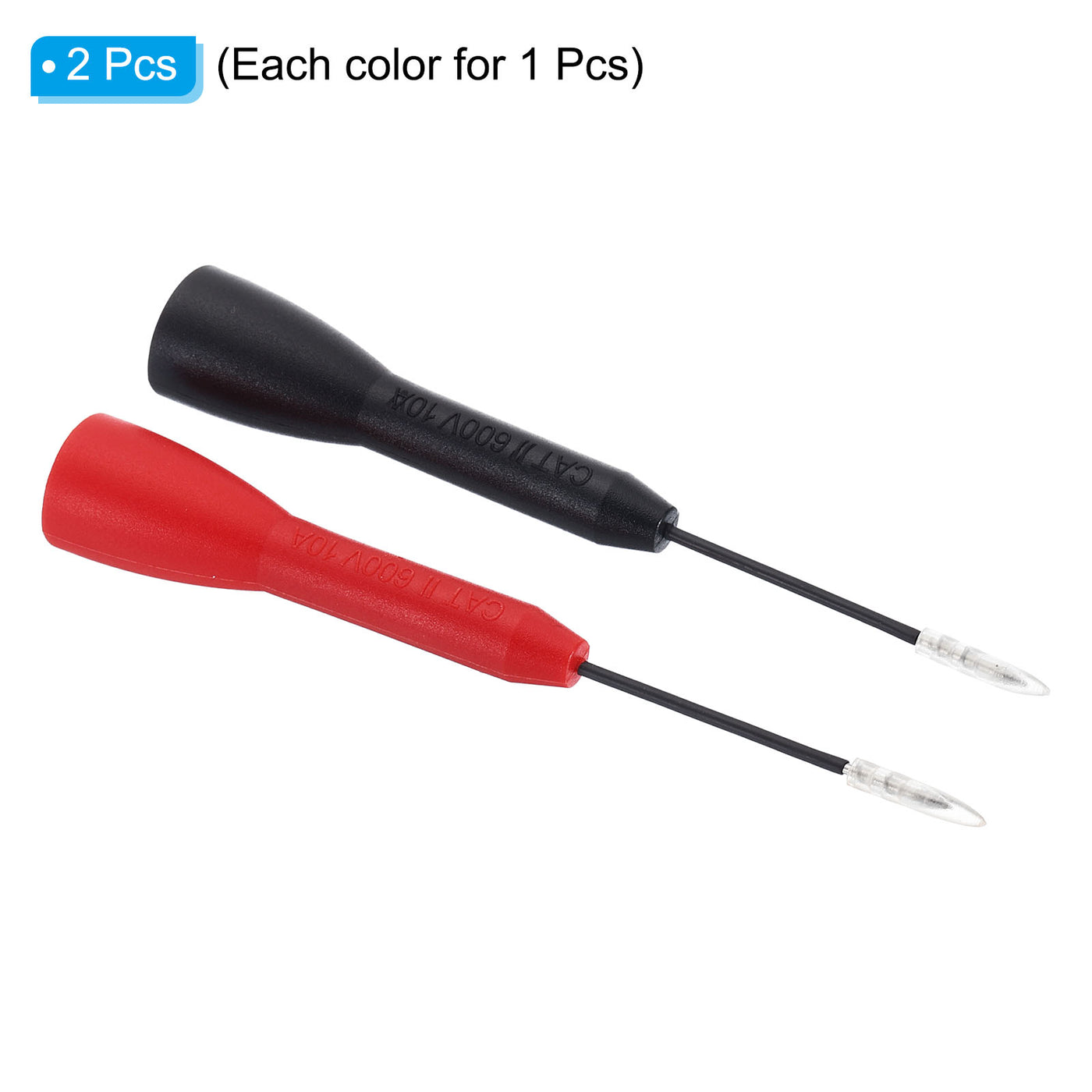 Harfington 1mm Test Probes, 2 Pcs Copper Multimeter Test Lead Extention Sharp Probe Pin Tip Needle for Electrical Circuit Test Measurement, Red Black