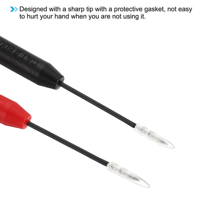 Harfington 1mm Test Probes, 2 Pcs Copper Multimeter Test Lead Extention Sharp Probe Pin Tip Needle for Electrical Circuit Test Measurement, Red Black