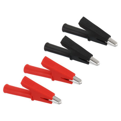 Harfington Insulated Alligator Clips, 4 Pcs Copper Crocodile Clip Clamp with 4mm Socket Banana Jack for Multimeter Electrical Circuit Test Measurement, Black Red