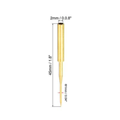 Harfington 1mm Test Probe Pins, 2 Pcs Copper Multimeter Test Lead Extention Sharp Probe Pin Needle for Electrical Circuit Test Measurement, Gold