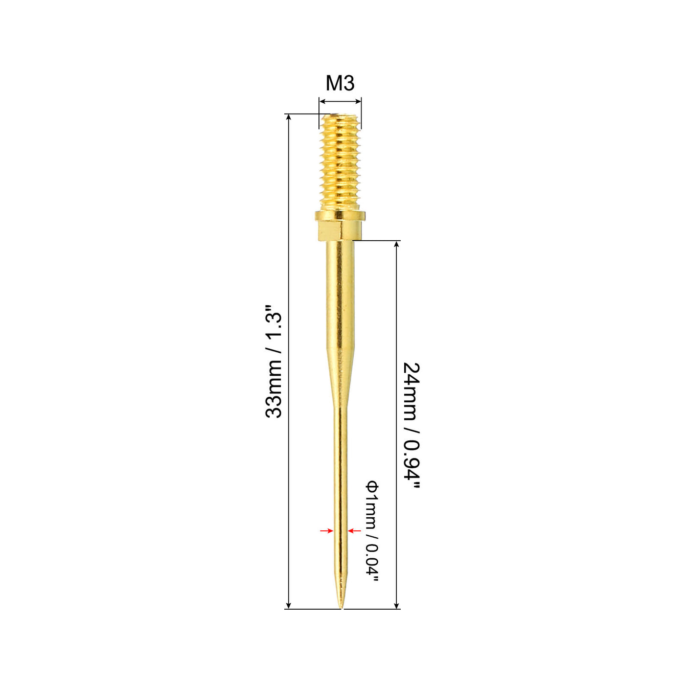 Harfington 1mm Test Probe Pins, 4 Pcs Copper Multimeter Test Lead Extention Sharp Probe Pin Tip Needle for Electrical Circuit Test Measurement, Gold