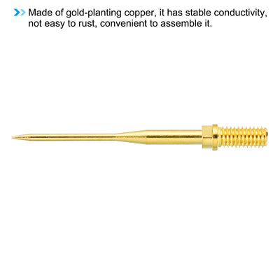 Harfington 1mm Test Probe Pins, 4 Pcs Copper Multimeter Test Lead Extention Sharp Probe Pin Tip Needle for Electrical Circuit Test Measurement, Gold