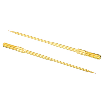 Harfington 1mm Test Probe Pins, 2 Pcs Copper Multimeter Test Lead Extention Long Sharp Probe Pin Tip Needle for Electrical Circuit Test Measurement, Gold