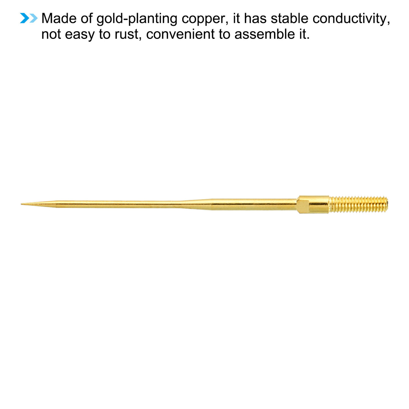 Harfington 1mm Test Probe Pins, 2 Pcs Copper Multimeter Test Lead Extention Long Sharp Probe Pin Tip Needle for Electrical Circuit Test Measurement, Gold