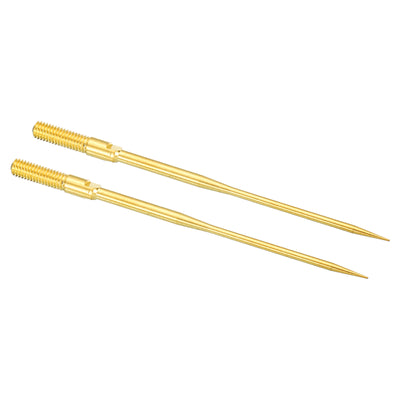 Harfington 1mm Test Probe Pins, 2 Pcs Copper Multimeter Test Lead Extention Long Sharp Probe Pin Tip Needle for Electrical Circuit Test Measurement, Gold