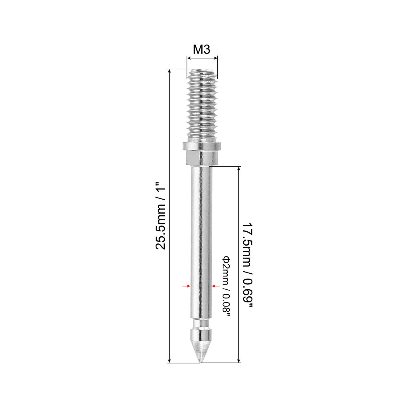 Harfington 2mm Test Probe Pins, 4 Pcs Copper Multimeter Test Lead Extention Probe Pin Tip Needle for Electrical Circuit Test Measurement, Silver