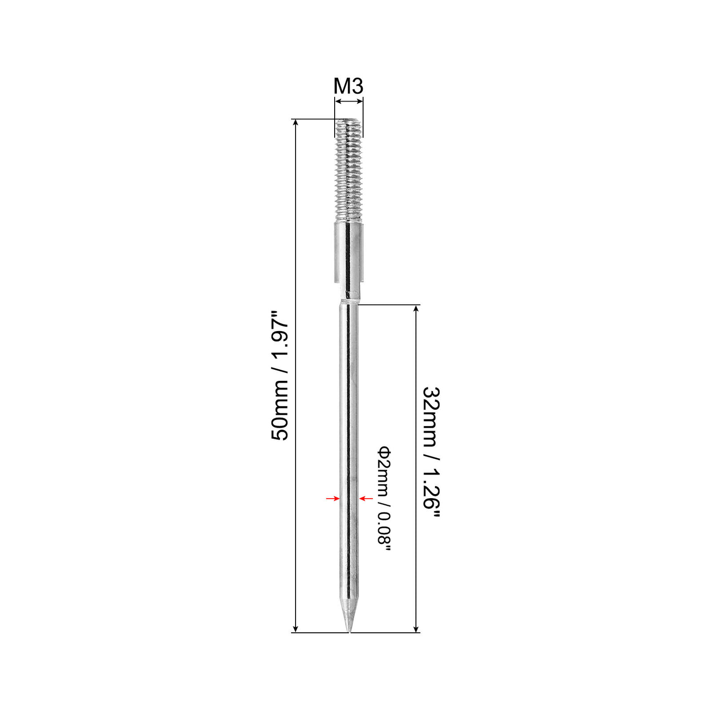 Harfington 2mm Test Probe Pins, 4 Pcs Copper Multimeter Test Lead Extention Long Probe Pin Tip Needle for Electrical Circuit Test Measurement, Silver