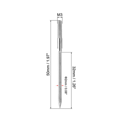 Harfington 2mm Test Probe Pins, 4 Pcs Copper Multimeter Test Lead Extention Long Probe Pin Tip Needle for Electrical Circuit Test Measurement, Silver