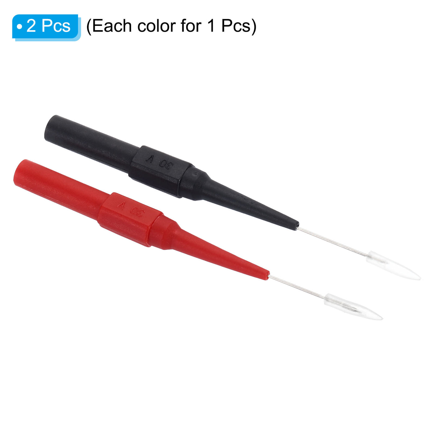 Harfington 0.7mm Test Probes, 2 Pcs Copper Multimeter Test Lead Extention Sharp Probe Pin Tip Needle for Electrical Circuit Test Measurement, Red Black