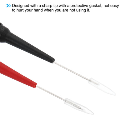 Harfington 0.7mm Test Probes, 2 Pcs Copper Multimeter Test Lead Extention Sharp Probe Pin Tip Needle for Electrical Circuit Test Measurement, Red Black